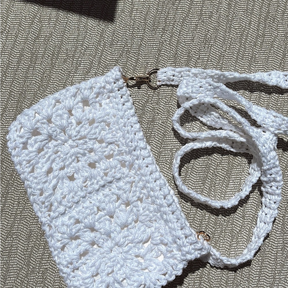 White Crochet Crossbody Bag Boho